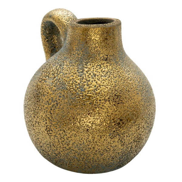Vaso Decorativo a Forma di Brocca in Ceramica Color Oro