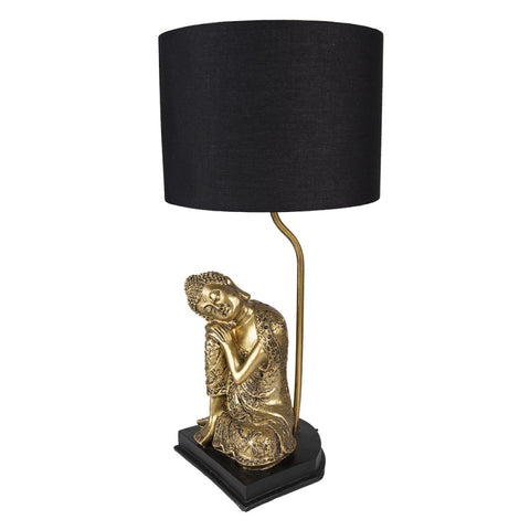 Lampada da Tavolo Buddha Nero e Oro  Ø 26x54 cm