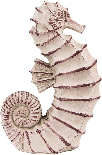 Statuetta Decorativa Cavalluccio Marino in Ceramica Beige 28 cm