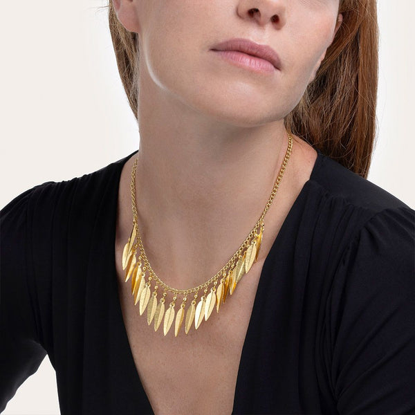 Collana Pendenti Foglie in Ottone