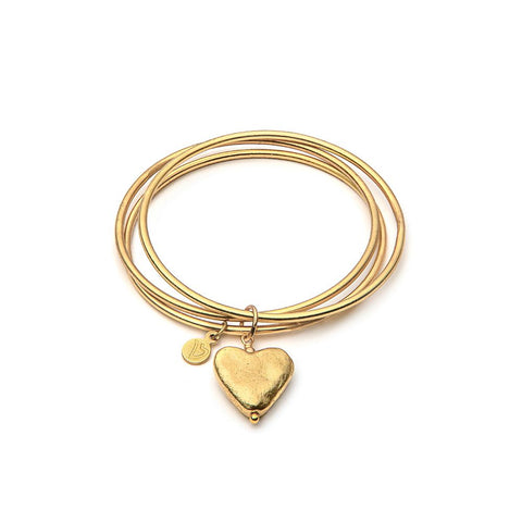Bangle Legati Pendente Cuore in Ottone