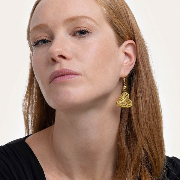Orecchini Cuore micro filo in Ottone