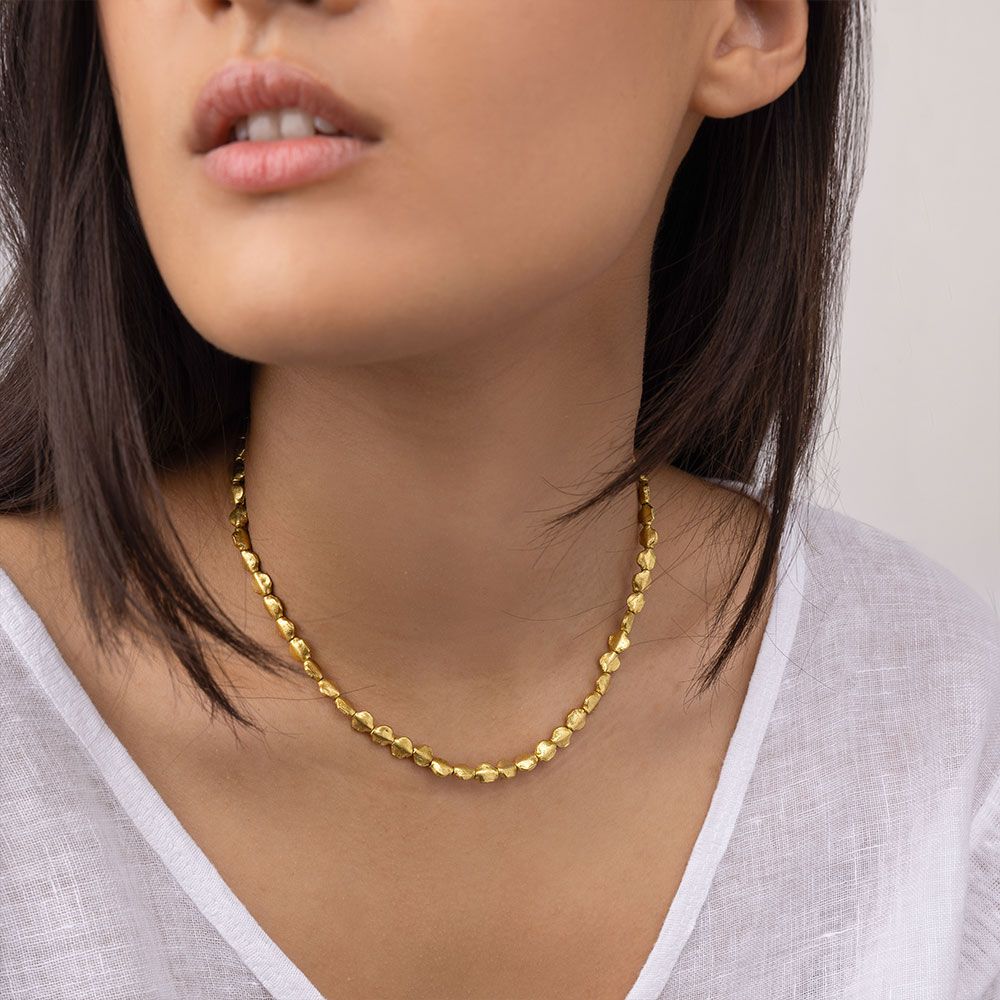Vestopazzo Collana Con Cuori In Ottone Riciclato - Lavorazione Artigianale - Anallergica