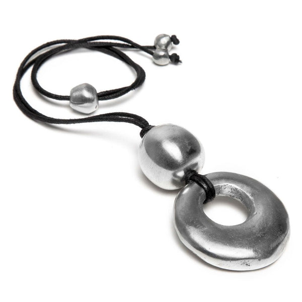 Collana Filo con Pendente Sfere Bombate in Alluminio