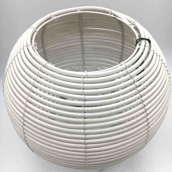 Lanterna Portacandele Globo in Rattan Bianco