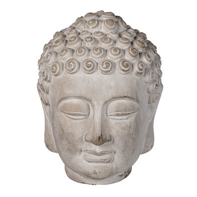 Testa Buddha Decorativa in Pietra Grigio