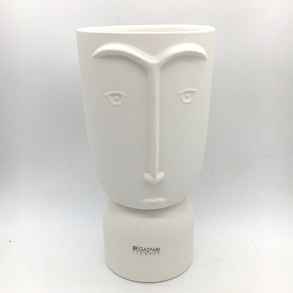 Vaso Faccia in Ceramica Bianco Ruvido