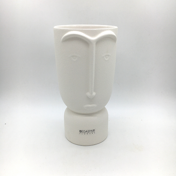 Vaso Faccia in Ceramica Bianco Ruvido