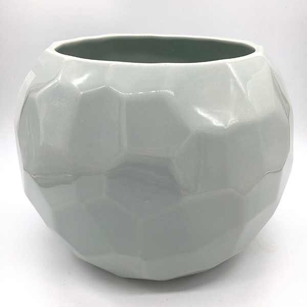 Vaso Tondo Sfaccettato Ceramica Verde Menta